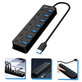 7-PORT EXPANDER USB 3.0 HUB with INDEPENDENT SWITCH PLUG PLAY
